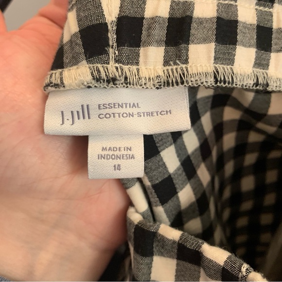J. Jill Essential Cotton Cropped Stretch Pants Black and White Gingham 14 - Picture 7 of 8